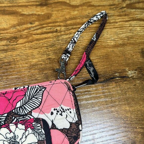Vera Bradley Mocha Rouge Wristlet Clutch Pink Black Wallet ID Holder‎ - Picture 4 of 7